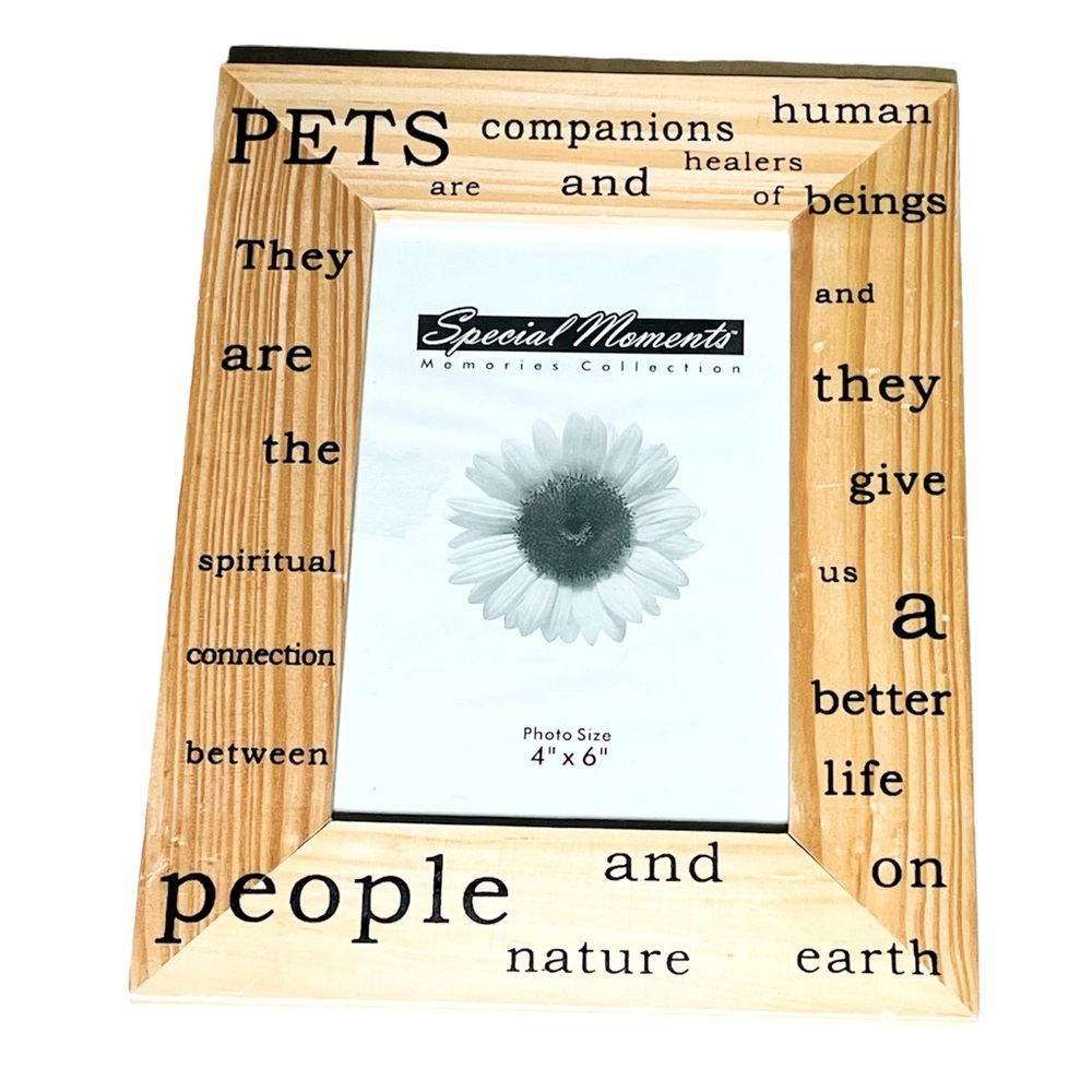 Special Moments Pets Photo Frame Engraved Natural Wood Fits a 4x6 Vertical Pic